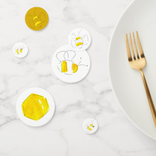 Yellow Watercolor Bubble Bee Beehive Confetti