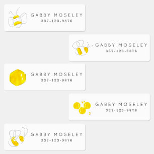 Yellow Watercolor Bumble Bee Personalised Kids'