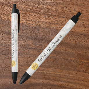 Yellow Watercolor Business Logo & Name Promotional Black Ink Pen