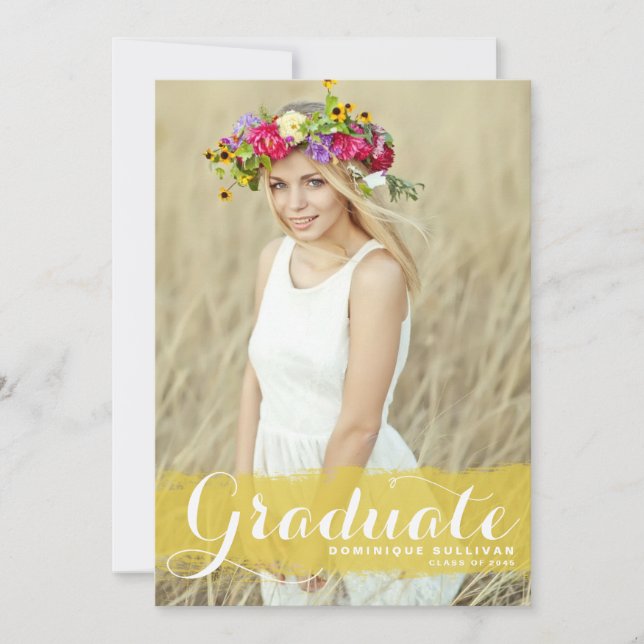 Yellow Watercolor Class of 2026 Photo Graduation Announcement (Front)