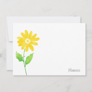 Yellow Watercolor Daisy Stem Card