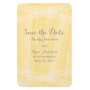 Yellow Watercolor Deco Save the Date Magnet