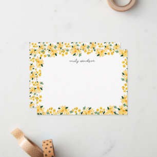 Yellow Watercolor Floral Garden Personalised Card