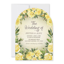 Yellow Watercolor Floral Gold Glitter Arch Wedding