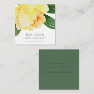 YELLOW WATERCOLOR FLORAL PERSONALIZED WEDDING SQUARE BUSINESS CARD