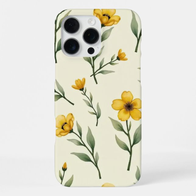 Yellow Watercolor Floral Phone Case (Back)