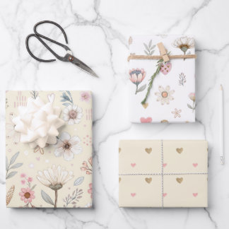 Yellow Watercolor Floral Wrapping Paper Sheet