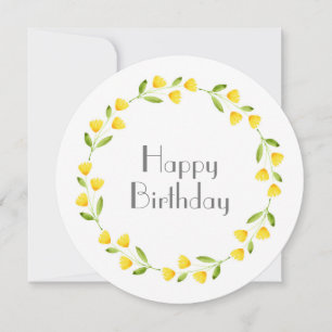 Yellow Watercolor Floral Wreath Card