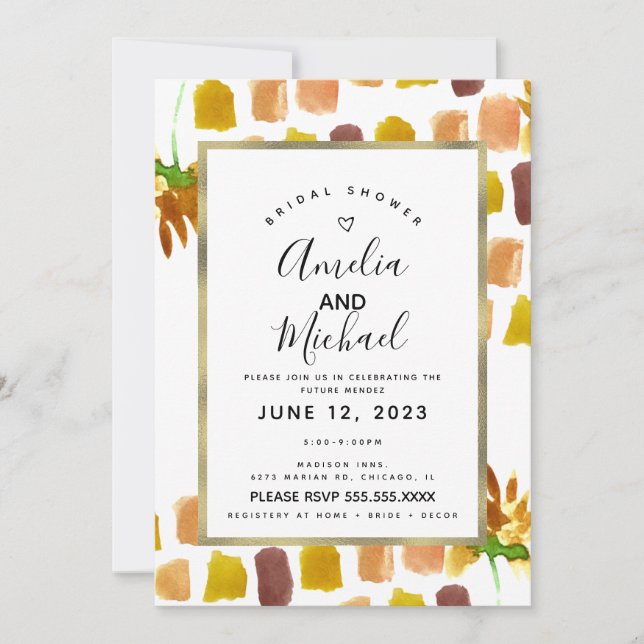 Yellow Watercolor Florals Spring Painterly Invitation (Front)