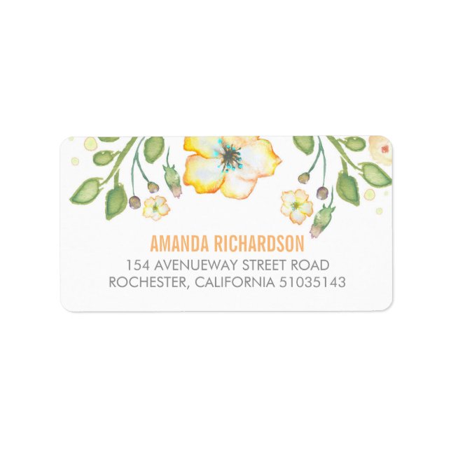yellow watercolor flower wedding label (Front)