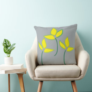 Yellow Watercolor Flowers Cushion