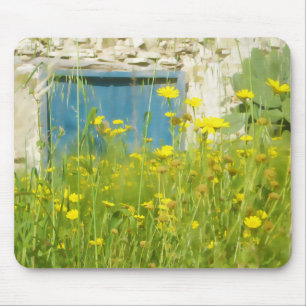 Yellow watercolor flowers mouse mat