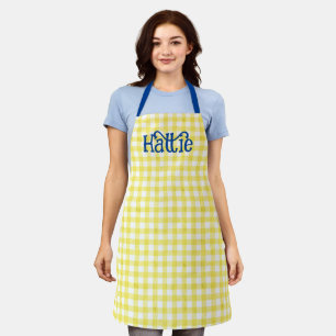 Yellow Watercolor Gingham Personalised Apron