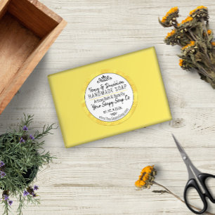 Yellow Watercolor Handmade Soap Modern Typography Classic Round Sticker