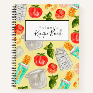 Yellow watercolor illustration recipe book