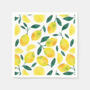Yellow Watercolor Lemon Pattern Napkin