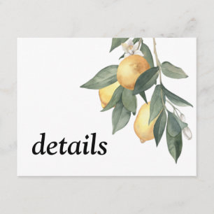 Yellow watercolor lemons and green leaves enclosure card