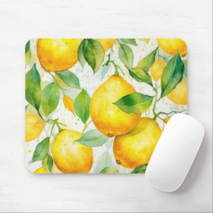 YELLOW WATERCOLOR LEMONS HANGING IN A TREE MOUSE MAT