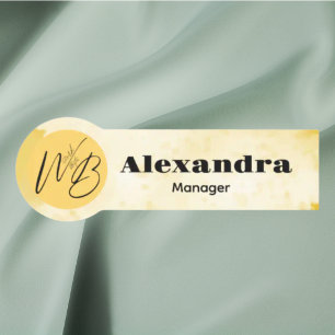 Yellow Watercolor Modern Restaurant Employee Name Tag