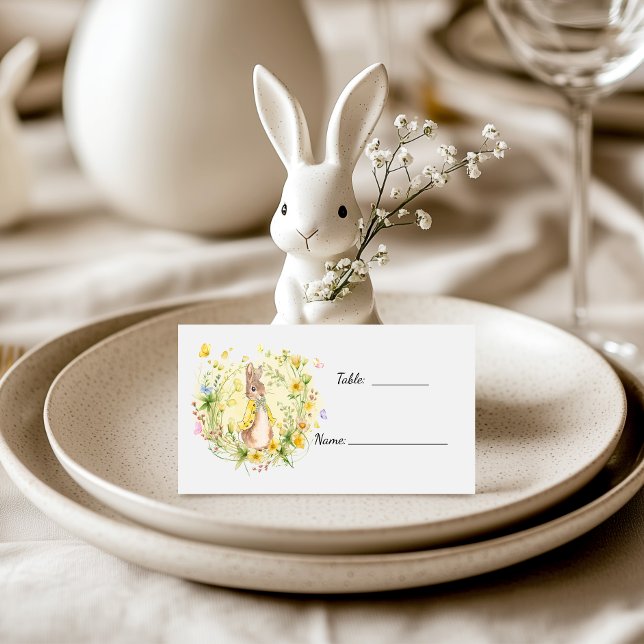 Yellow Watercolor Peter Rabbit Baby Shower Place Card (Creator Uploaded)