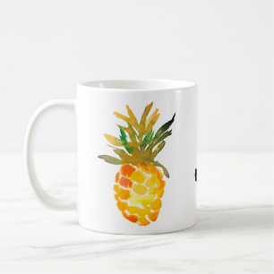 Yellow Watercolor Pineapple Monogram Coffee Mug