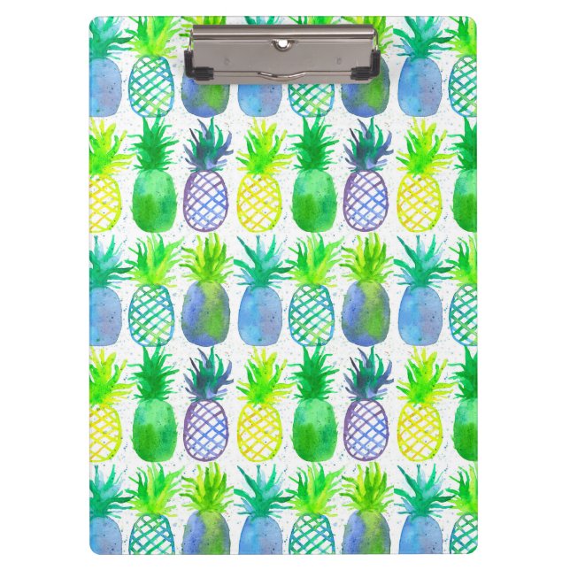 Yellow Watercolor Pineapples Clipboard (Front)