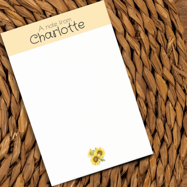 Yellow Watercolor sunflower name Post-It Notes (Creator Uploaded)