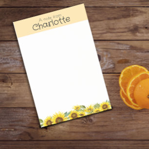 Yellow Watercolor sunflower name Post-It Notes