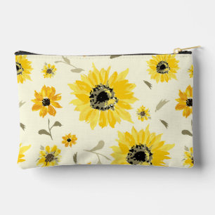 Yellow Watercolor sunflower pattern Accessory Pouch