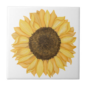 Yellow Watercolor Sunflower Tile