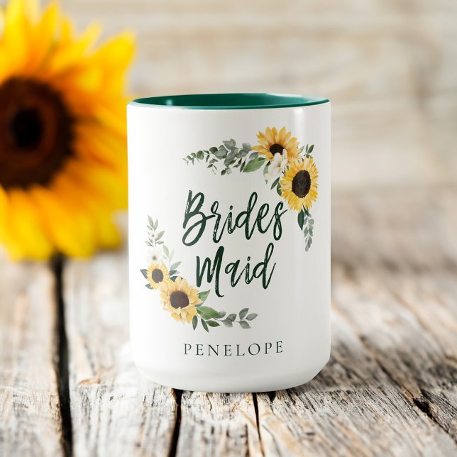 Yellow Watercolor Sunflowers Wildflower Bridesmaid Mug (Yellow Watercolor Sunflowers Wildflower Bridesmaid Mug)