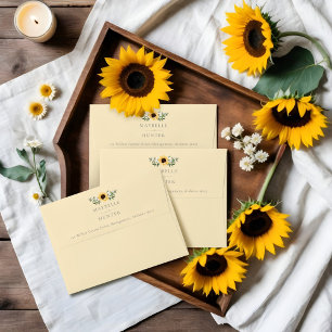 Yellow Watercolor Sunflowers & Wildflower Pattern Envelope