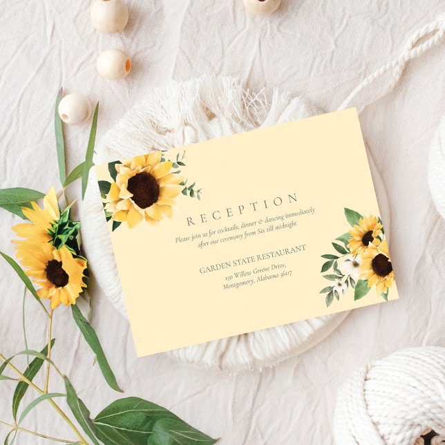 Yellow Watercolor Sunflowers & Wildflower Wedding Enclosure Card (Yellow Watercolor Sunflowers & Wildflower Wedding Enclosure Card)
