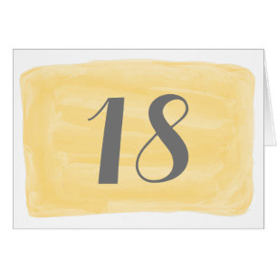 Yellow Watercolor Table Number Card