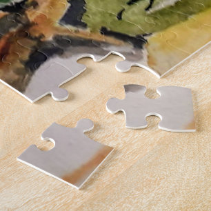 Yellow watercolor Trumpets with brown branches Jigsaw Puzzle