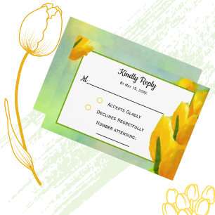 Yellow Watercolor Tulips RSVP card
