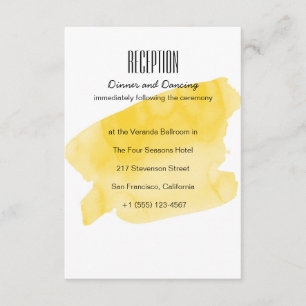 Yellow Watercolor Wash Wedding Reception Card