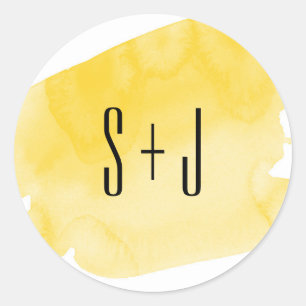 Yellow Watercolor Wash Wedding Sticker