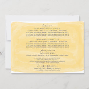 Yellow Watercolor Wedding Information Card