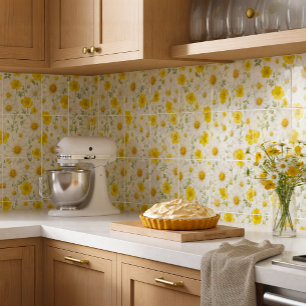Yellow Watercolor Wildflowers Pattern Tile