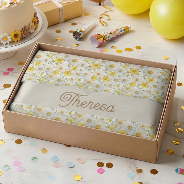 Yellow Watercolor Wildflowers Pattern  Tissue Paper (Creator Uploaded)