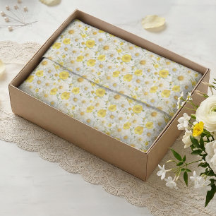 Yellow Watercolor Wildflowers Pattern  Tissue Paper