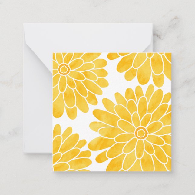 Yellow Watercolor Zinnias Card (Front)