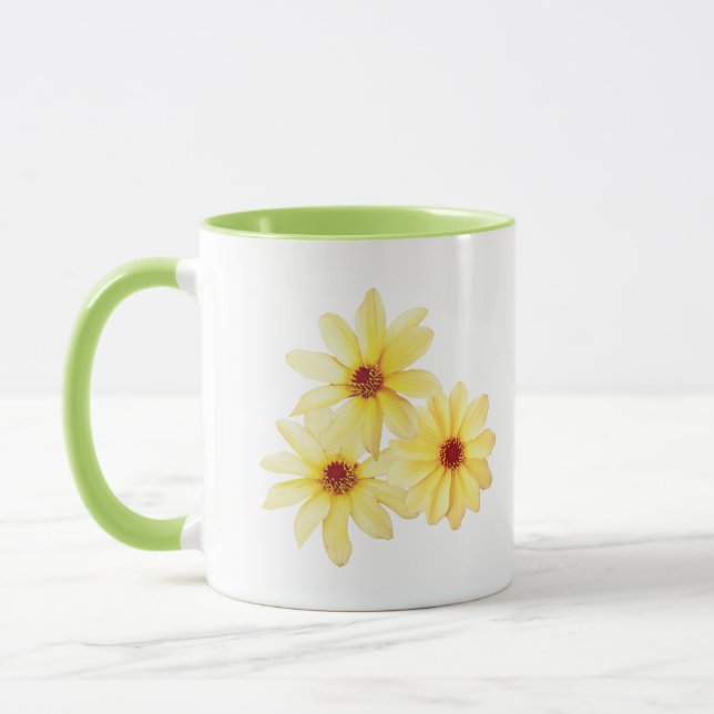 Yellow watercolour dahlia summer flowers mug (Left)
