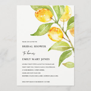 YELLOW WATERCOLOUR FOLIAGE OLIVE BRIDAL SHOWER INVITATION
