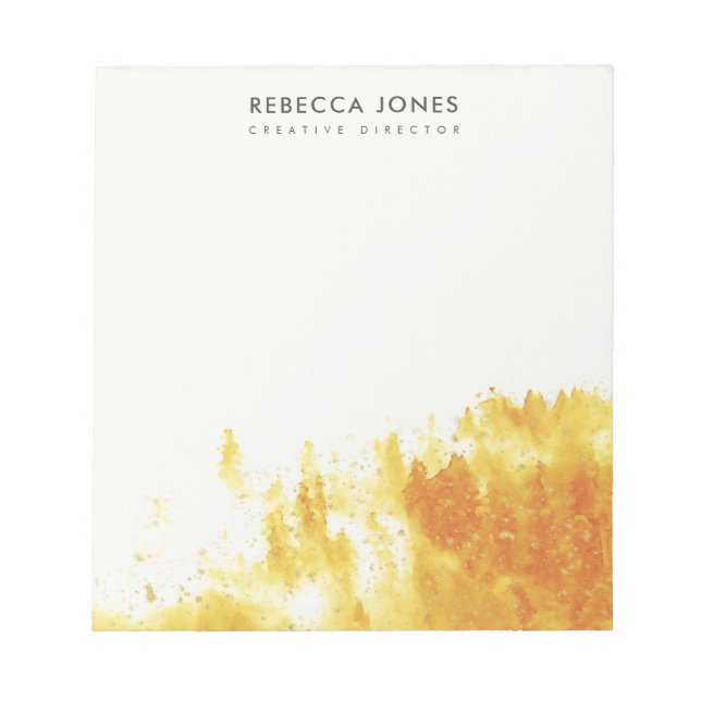 YELLOW WATERCOLOUR LANDSCAPE TREE FOLIAGE MONOGRAM NOTEPAD (Front)