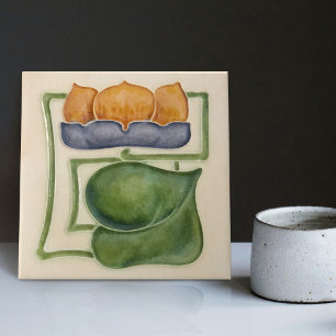 Yellow Waterlily Ivory Decor Art Nouveau Art Deco Tile