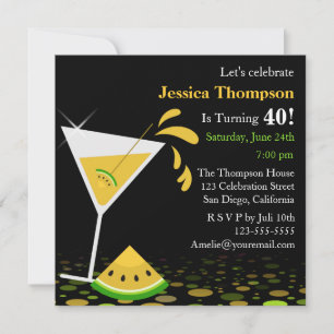 Yellow Watermelon Martini Birthday Party Invite