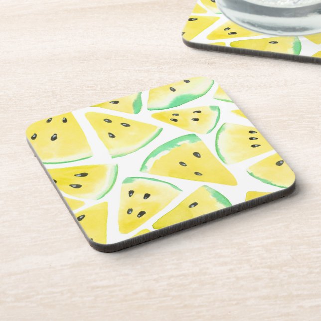 Yellow watermelon slices pattern coaster (Left Side)