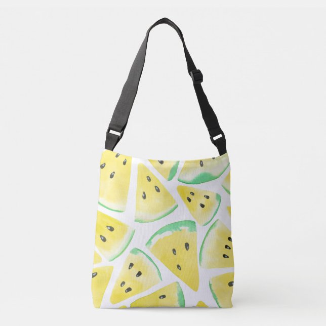 Yellow watermelon slices pattern crossbody bag (Front)